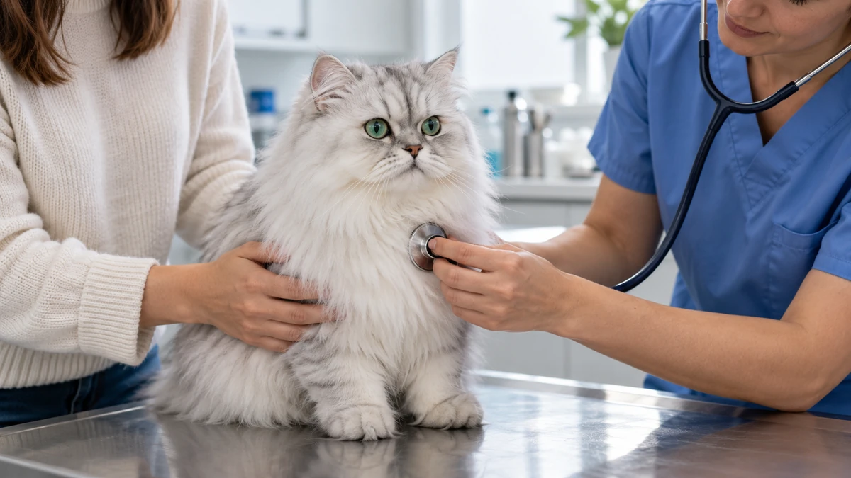 Chinchilla Kedi kedi — veteriner kontrolü