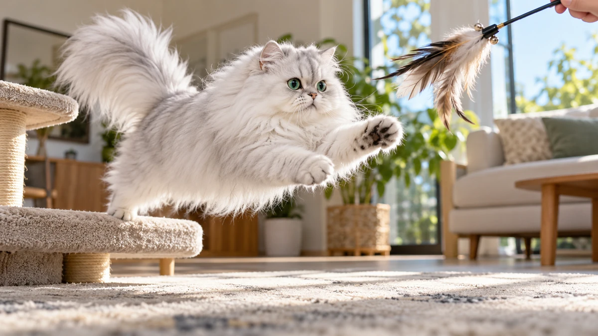 Chinchilla Kedi kedi — oyun ve egzersiz anı